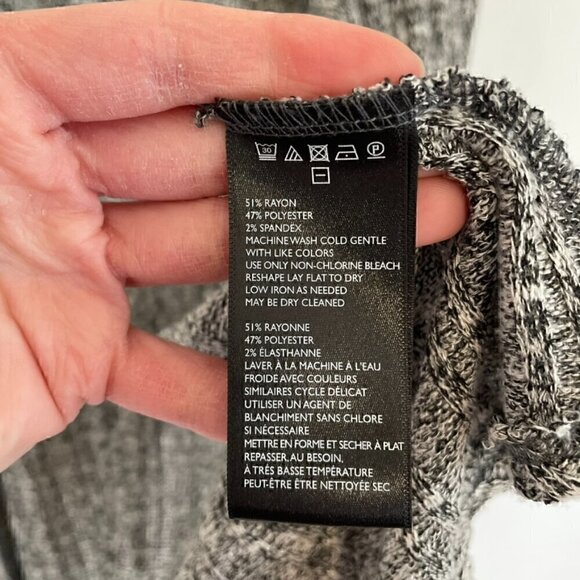 BDG URBAN OUTFITTERS UO Hooded Ribbed Cardigan Black White Marled Open Sweater - Picture 9 of 16